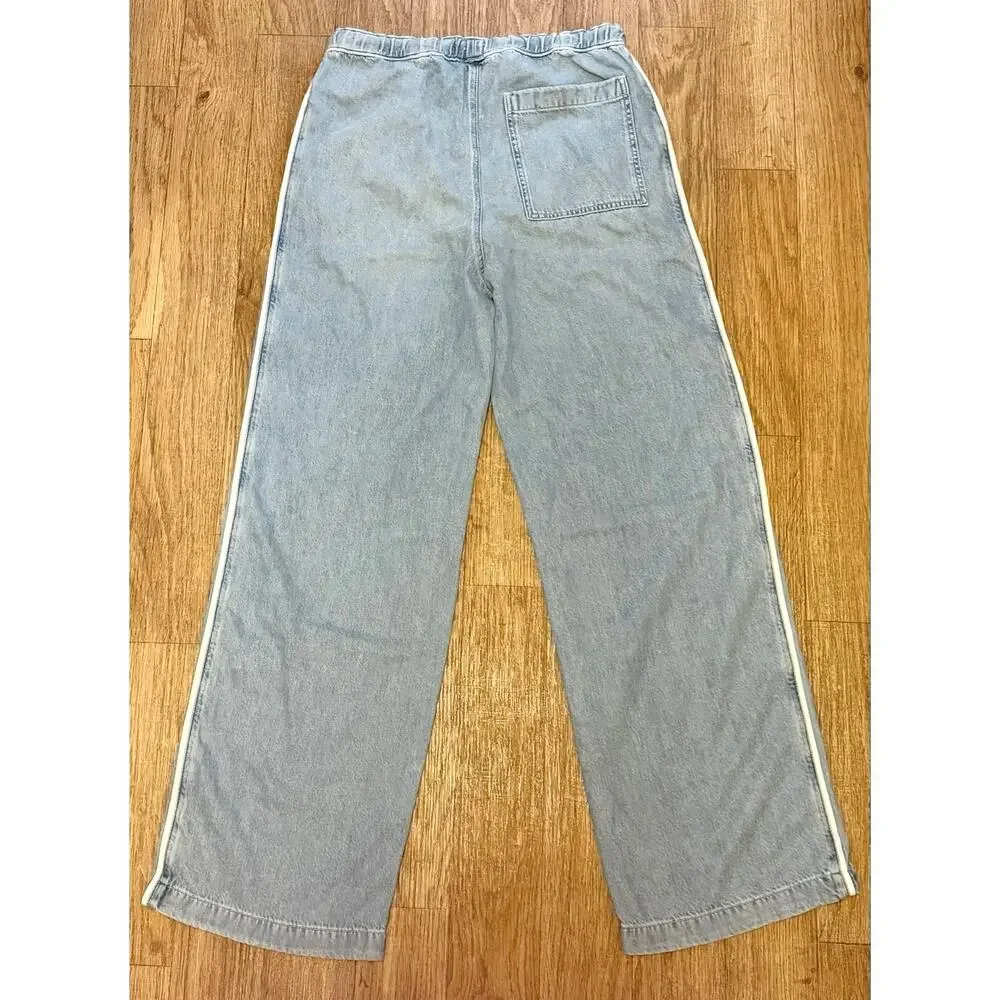 Madewell Tall Pull-On Track Pants in Airy Denim Faded Horizon Wash Size TM